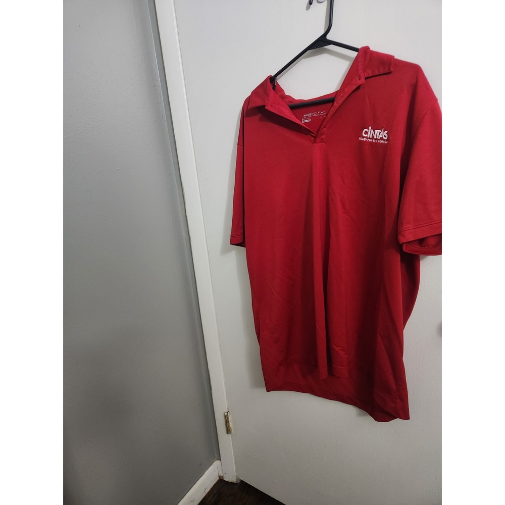 Nike Golf Dri-FIT Polo Shirt Mens XXL Red Cintas Corporate Logo Short Sleeve